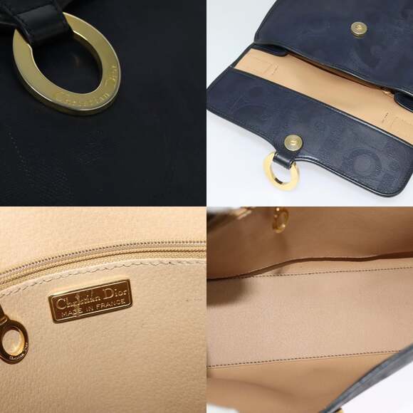 DIOR Trotter Canvas Hand Bag Pvc Navy Gold - Picture 11 of 12
